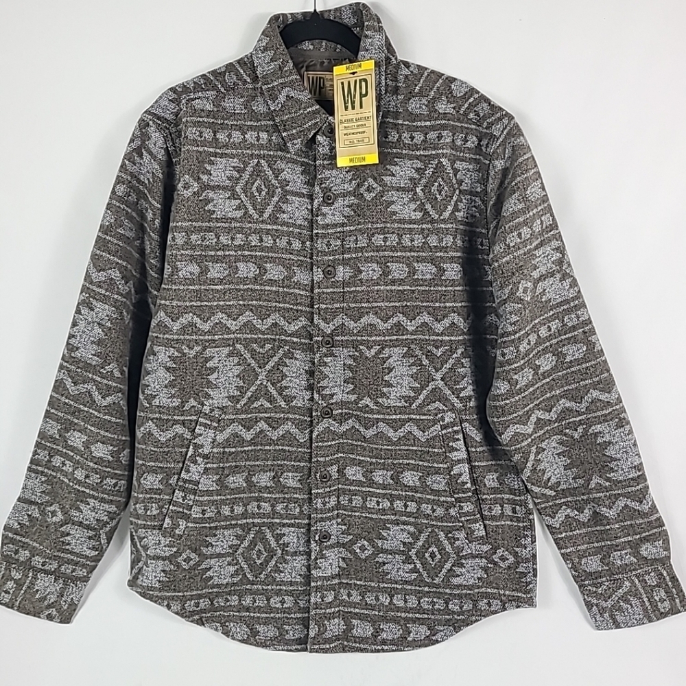 NEW Weatherproof Vintage Men's Double Pocket Flannel Shacket Kahki Western Sz M